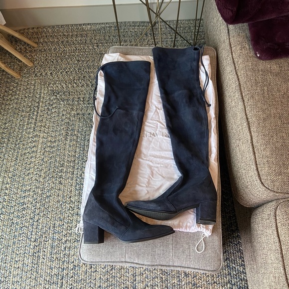 Stuart Weitzman over the knee thighland navy blue boots 6.5 - Picture 4 of 10